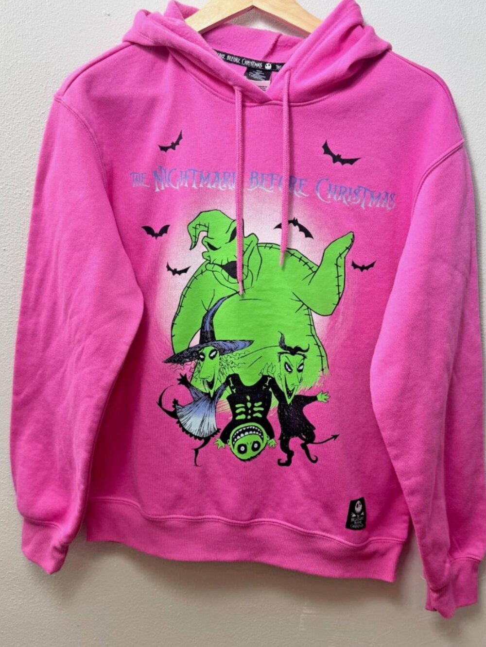 Nightmare Before Christmas Oogie Boogie Pink Hoodie Glow Dark Womens Small 4/6